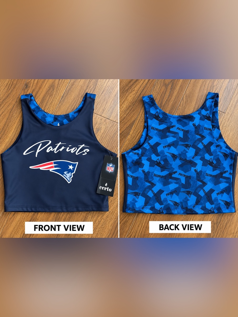 Certo NFL New England Patriots Midi Tank Bra